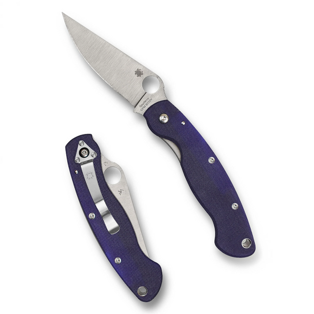 Razor Sharp AZ Military 2 folding knife with a CPM S110V steel blade and dark blue textured G-10 handle scales.
