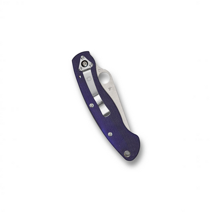 Razor Sharp AZ Military 2 folding knife with dark blue textured G-10 handle and stainless steel pocket clip.