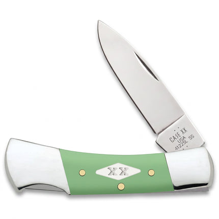 Razor Sharp AZ Case lockback pocket knife with a mint green synthetic handle and mirror-polished drop point blade.