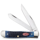 Razor Sharp AZ Case Rogers jigged navy blue bone trapper knife with two stainless steel blades and red oval shield