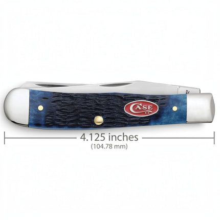 Razor Sharp AZ Case Rogers Jig Navy Blue Bone Trapper knife with two blades and red oval shield logo
