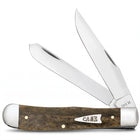 Razor Sharp AZ Case Smooth Olive Bone Trapper folding knife with mirror-polished clip and spey blades