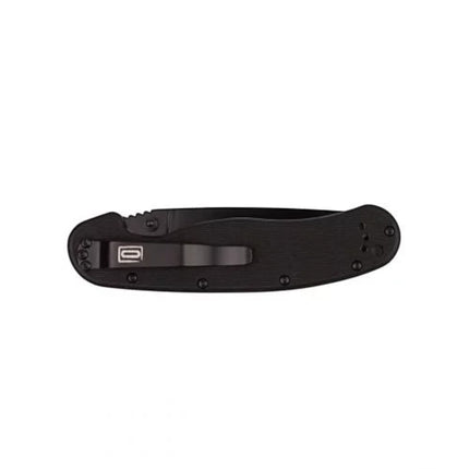 Razor Sharp AZ Ontario Rat 1 folding knife in closed position with black handle and pocket clip