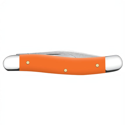 Razor Sharp AZ Case Smooth Orange Synthetic Medium Jack pocket knife with nickel silver bolsters and brass pins.