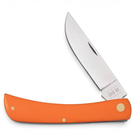 Razor Sharp AZ Case Orange Synthetic Sod Buster folding knife with a stainless steel skinner blade