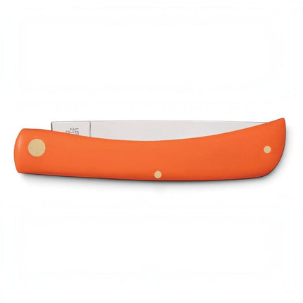 Razor Sharp AZ Case Orange Synthetic Sod Buster folding knife with a closed high-visibility handle and steel blade