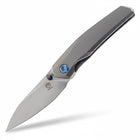 Razor Sharp AZ Poikilo Blade VK-Zen S1 folding knife with pearlescent stonewashed titanium handle and M398 steel blade