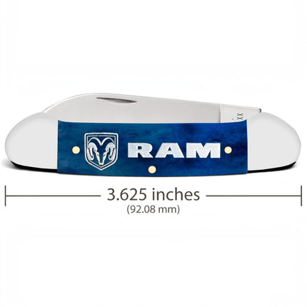 Razor Sharp AZ Case RAM embellished navy blue bone handle canoe pocket knife with mirror-polished steel blades