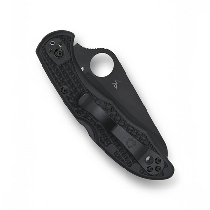 Razor Sharp AZ Salt 2 folding knife with a black FRN handle, black coated blade, and pocket clip in a closed view.