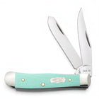 Razor Sharp AZ Case Tiny Trapper pocket knife with seafoam green G-10 handle, two stainless blades, and Ichthus shield