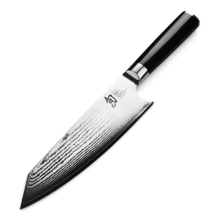Razor Sharp AZ Shun Classic 8-inch Kiritsuke knife with Damascus steel blade and black ebony PakkaWood handle
