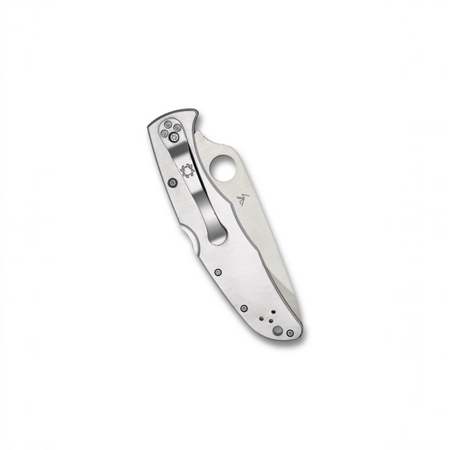 Razor Sharp AZ Spyderco Endura 4 folding knife with a stainless steel handle and serrated Spyderedge blade.