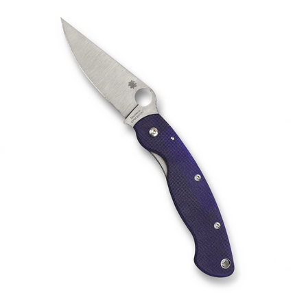 Razor Sharp AZ Spyderco Military 2 folding knife with a CPM S110V steel blade and dark blue textured G-10 handle.