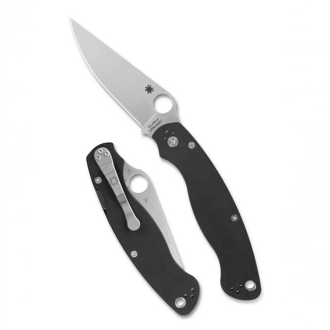 Razor Sharp AZ Spyderco Military 2 folding knife with black G-10 handle, CPM S30V steel blade, and Compression Lock.