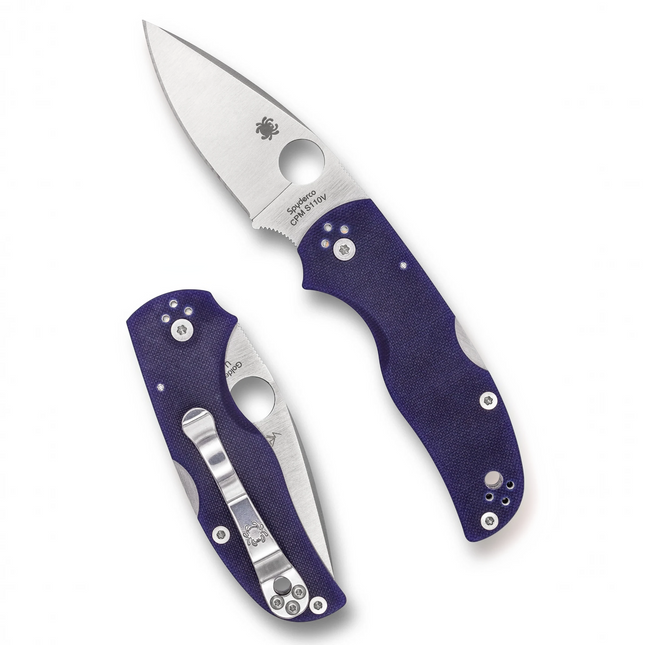 Razor Sharp AZ Spyderco Native 5 folding knife with dark blue G-10 handle and CPM S110V stainless steel blade.