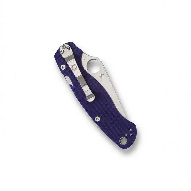 Razor Sharp AZ Spyderco Para Military 2 folding knife with dark blue G-10 handle and stainless steel blade