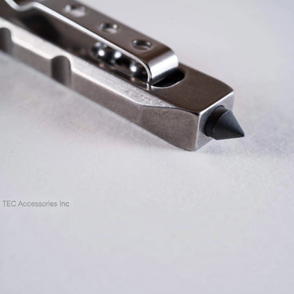 Razor Sharp AZ Ti-Pry titanium pocket pry bar featuring a tungsten carbide glass breaker tip and integrated pocket clip.
