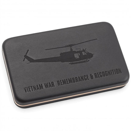Razor Sharp AZ Case Vietnam War gift set jewel box with helicopter graphic and remembrance text
