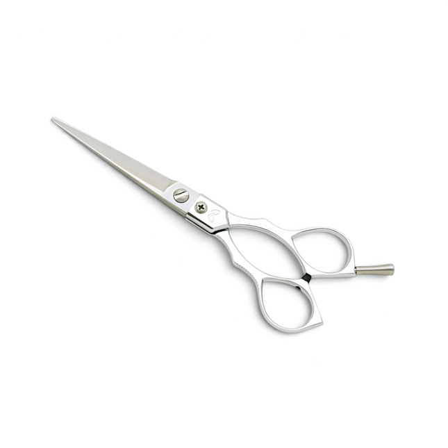 Razor Sharp AZ Yasaka Straight Japanese ATS-314 stainless steel barber shears with opposing grip and semi-beveled blades.