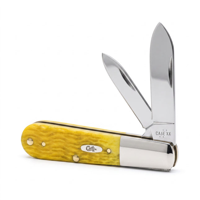 Razor Sharp AZ Case Platts Jig yellow bone Barlow pocket knife with two polished stainless steel blades