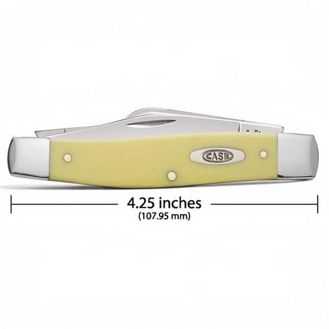 Razor Sharp AZ Case yellow synthetic large stockman pocket knife with three carbon steel blades and nickel bolsters