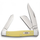 Razor Sharp AZ Case Yellow Synthetic Large Stockman pocket knife with three carbon steel blades and nickel bolsters.