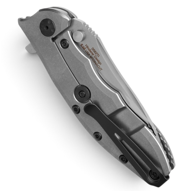Razor Sharp AZ Zero Tolerance 0562Ti folding knife with a stonewashed titanium handle and CPM MagnaCut steel blade.