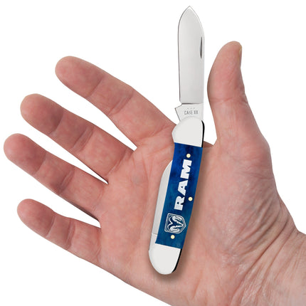 Case® RAM Embellished Smooth Navy Blue Bone Canoe Pocket Knife