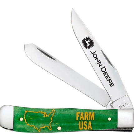 Case® | John Deere Embellished Smooth Bright Green Bone Trapper by Case®