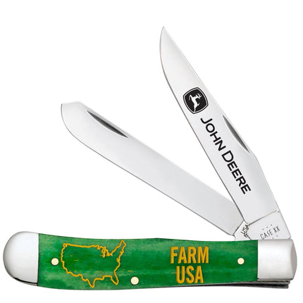 Case® | John Deere Embellished Smooth Bright Green Bone Trapper by Case®