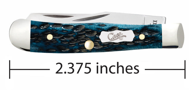 Case CA51862 - Peach Seed Jig Pocket Worn® Mediterranean Blue Bone Tiny Trapper