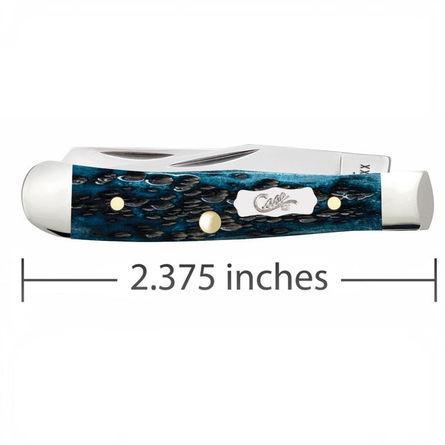 Case CA51862 - Peach Seed Jig Pocket Worn® Mediterranean Blue Bone Tiny Trapper