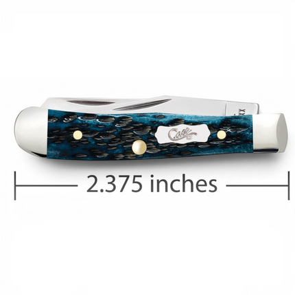 Case CA51862 - Peach Seed Jig Pocket Worn® Mediterranean Blue Bone Tiny Trapper