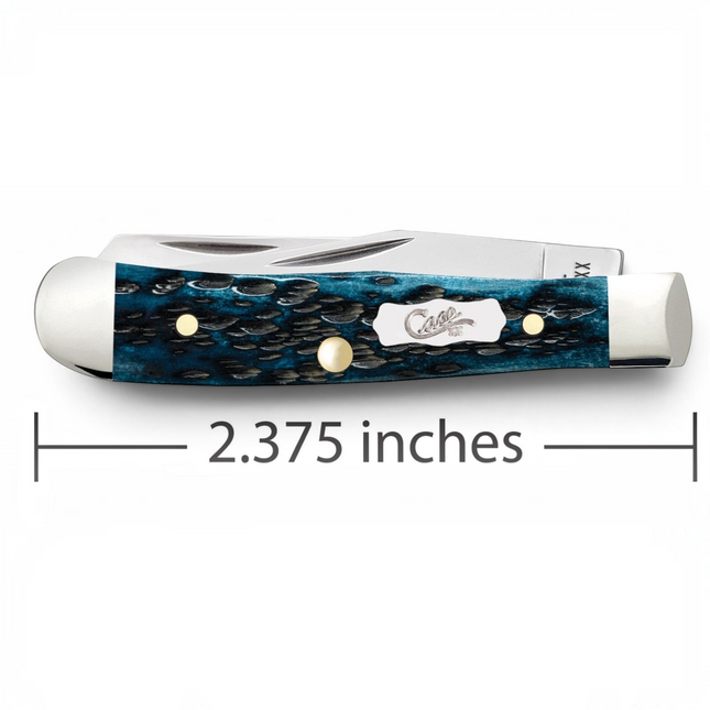 Case CA51862 - Peach Seed Jig Pocket Worn® Mediterranean Blue Bone Tiny Trapper