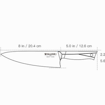 Vosteed Stallion Damascus Chef's Knife 8" by Vosteed