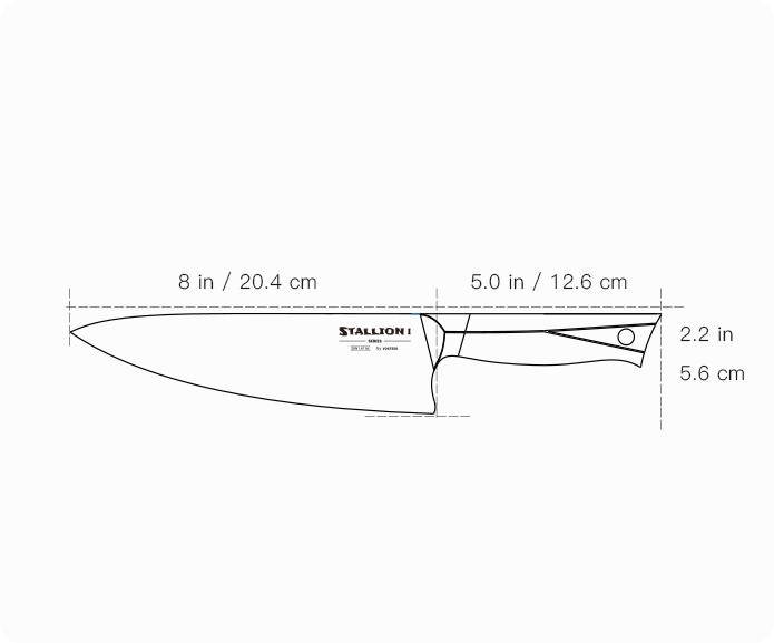 Stallion Damascus Chef's Knife 8"