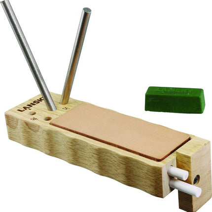 Lansky Diamond & Ceramic 4-Rod TurnBox Crock Stick Knife Sharpener with Leather Strop