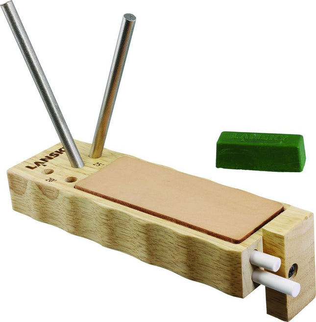 Lansky Diamond & Ceramic 4-Rod TurnBox Crock Stick Knife Sharpener with Leather Strop