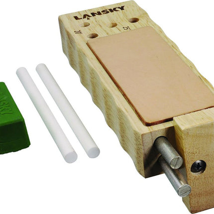 Lansky Diamond & Ceramic 4-Rod TurnBox Crock Stick Knife Sharpener with Leather Strop
