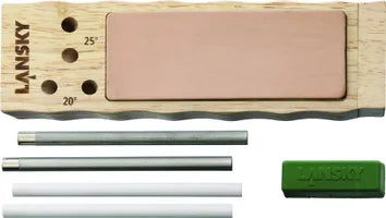 Lansky Diamond & Ceramic 4-Rod TurnBox Crock Stick Knife Sharpener with Leather Strop