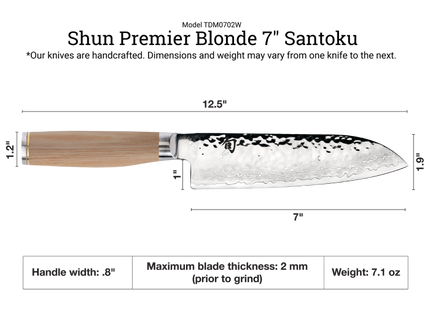 Shun Premier Blonde Santoku 7” by Razor Sharp AZ