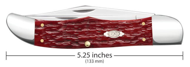 Case CA31960 - Peach Seed Jig Dark Red Bone CS Folding Hunter with Sheath