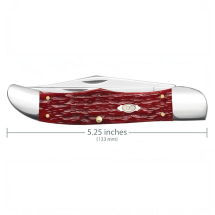 Case CA31960 - Peach Seed Jig Dark Red Bone CS Folding Hunter with Sheath