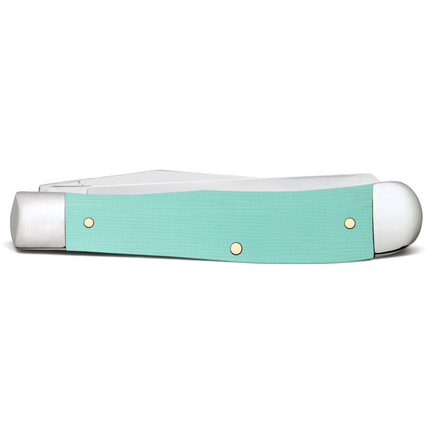 Razor Sharp AZ Case Trapper knife with smooth seafoam green G-10 handle and polished stainless steel bolsters