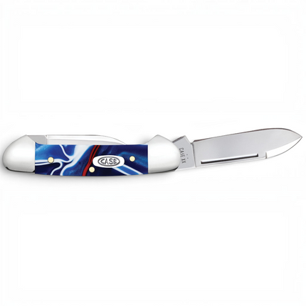 Razor Sharp AZ Case Baby Butterbean folding knife with red, white, and blue patriotic Kirinite handle and steel blade.