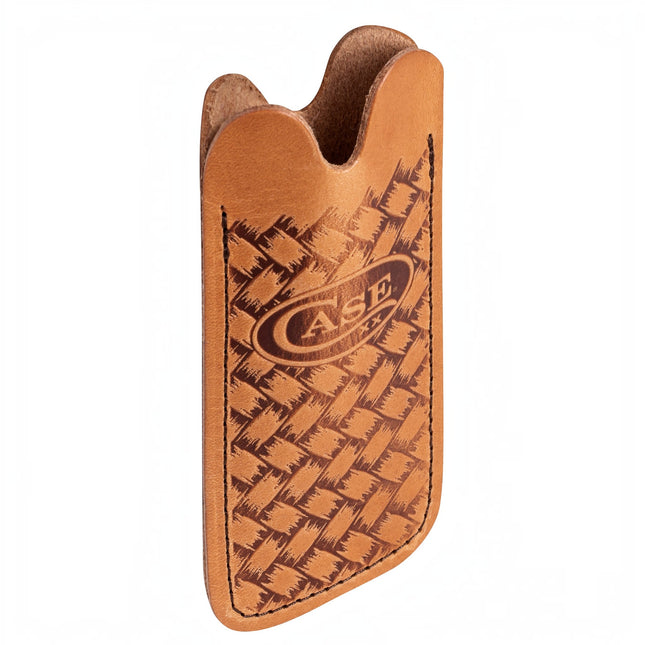 Case® Genuine Brown Leather Knife Slip – Herringbone Design, Made in USA