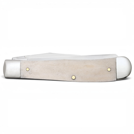 Razor Sharp AZ Case Smooth Natural Bone Bear Trapper pocket knife with mirror-polished stainless steel blades