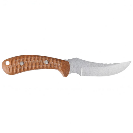 Side profile of the Case Ridgeback Hunter fixed blade knife with natural canvas laminate handle and swept stainless blade