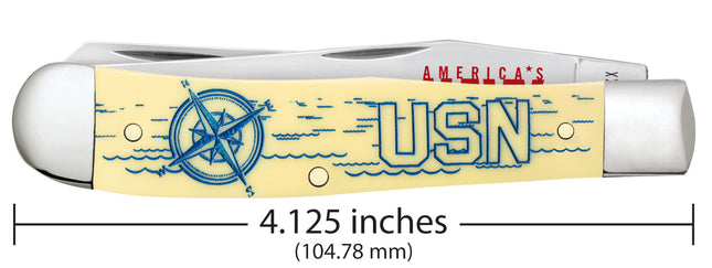 Case CA81091 - U.S. Navy® Embellished Smooth Yellow Synthetic Trapper