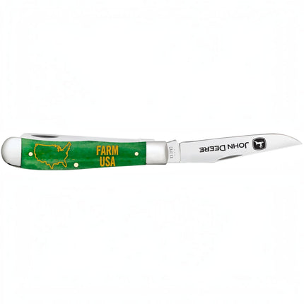 Case® | John Deere Embellished Smooth Bright Green Bone Trapper by Case®